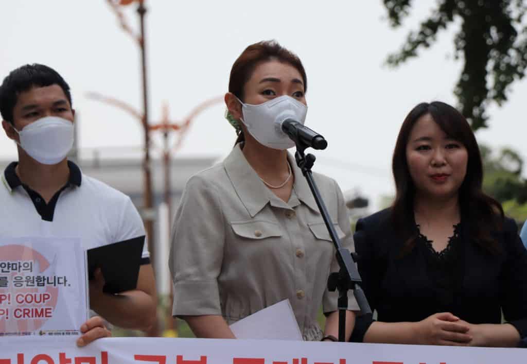 김예지 의원이 지지 발언을 하고 있다./사진=한국장애인연맹
