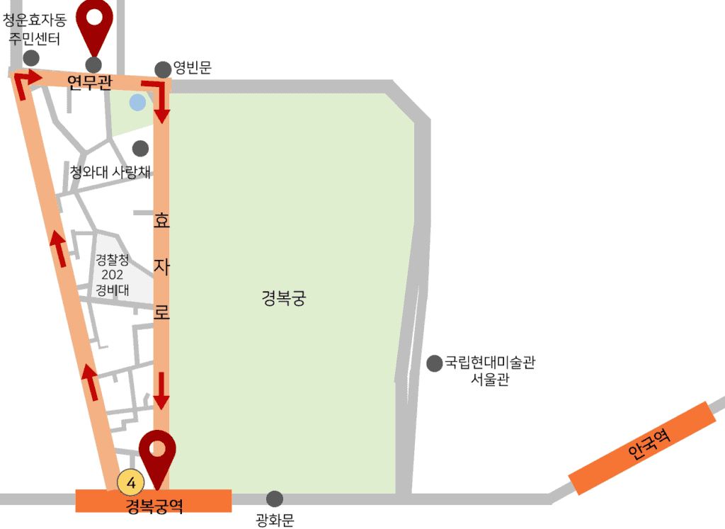 ▲ 순환버스(셔틀버스) 승하차 위치. /사진=서울관광재단