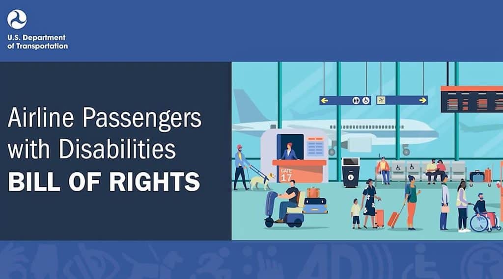 ▲미국 바이든 행정부가 지난 7월 채택한 ‘장애인 항공 승객 권리장전(‘Bill Of Rights’ For Airline Passengers With Disabilities)’ 안내 영상 캡처