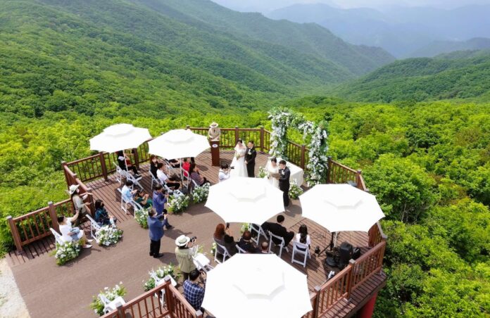 ▲소백산국립공원 연화봉 산상 결혼식 장면 /사진=국립공원공단