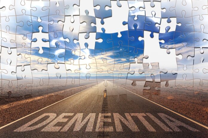 ▲치매(dementia)라는 글자가 쓰인 도로와 퍼즐 조각으로 이뤄진 하늘 ⓒ픽사베이